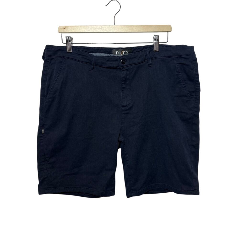 DUER Men's Live Free Journey Chino Shorts Navy Blue 9" Sz 38 Performance